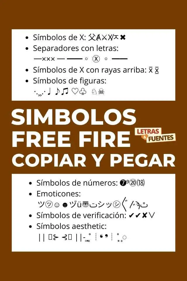 Simbolos Free Fire para copiar y pegar