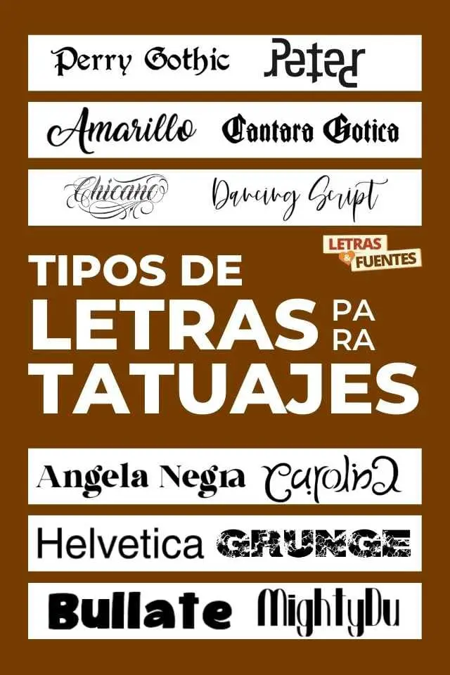 Tipos de Letras Tatuajes - Tipografias con fuente cursiva, gotica, negrita
